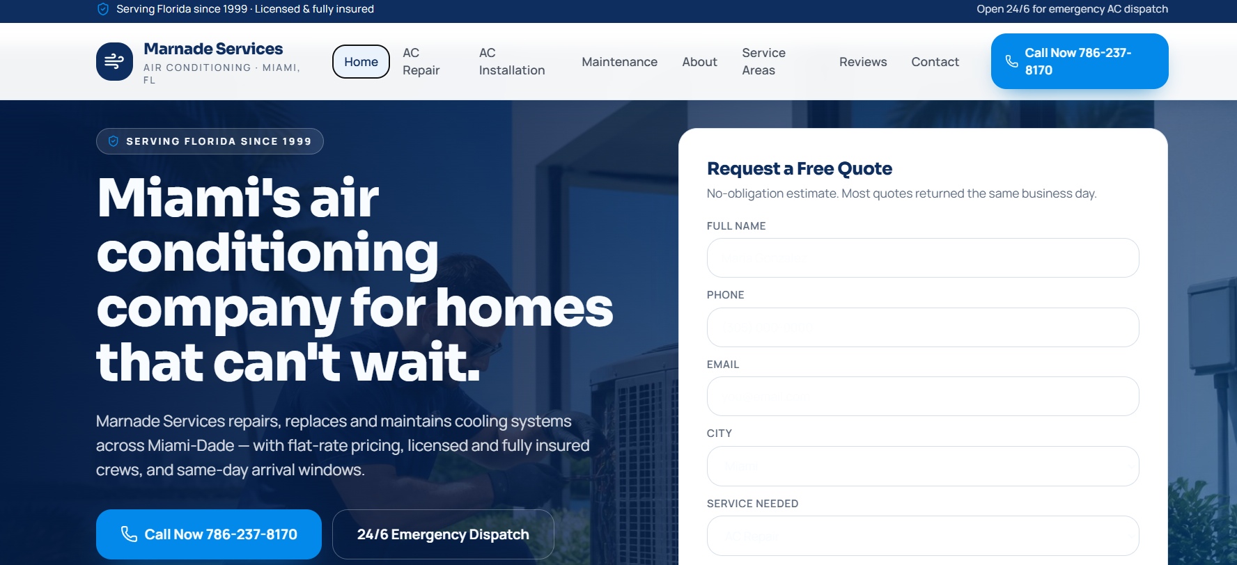Website design for Marnade Services